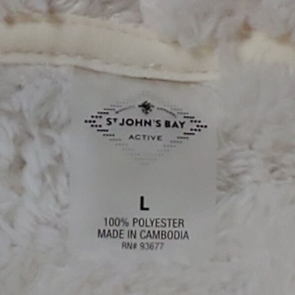 St. Johns Bay Womens Sz L White Fleece Plush Pullover - Picture 5 of 8